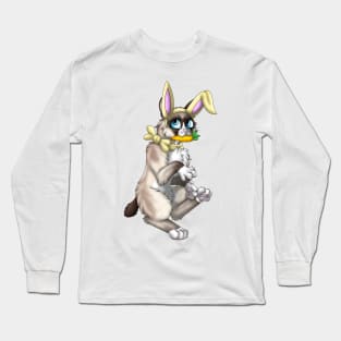 Bobtail BunnyCat: Snowshoe Point (Yellow) Sticker Long Sleeve T-Shirt